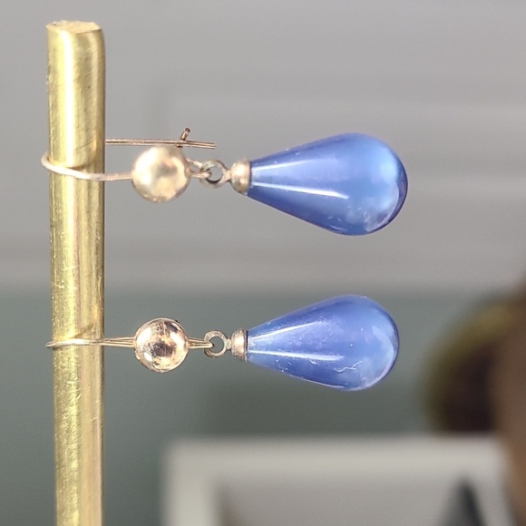 12k gold filled  blue / white moon glow drop earrings Bundle - Picture 5 of 16